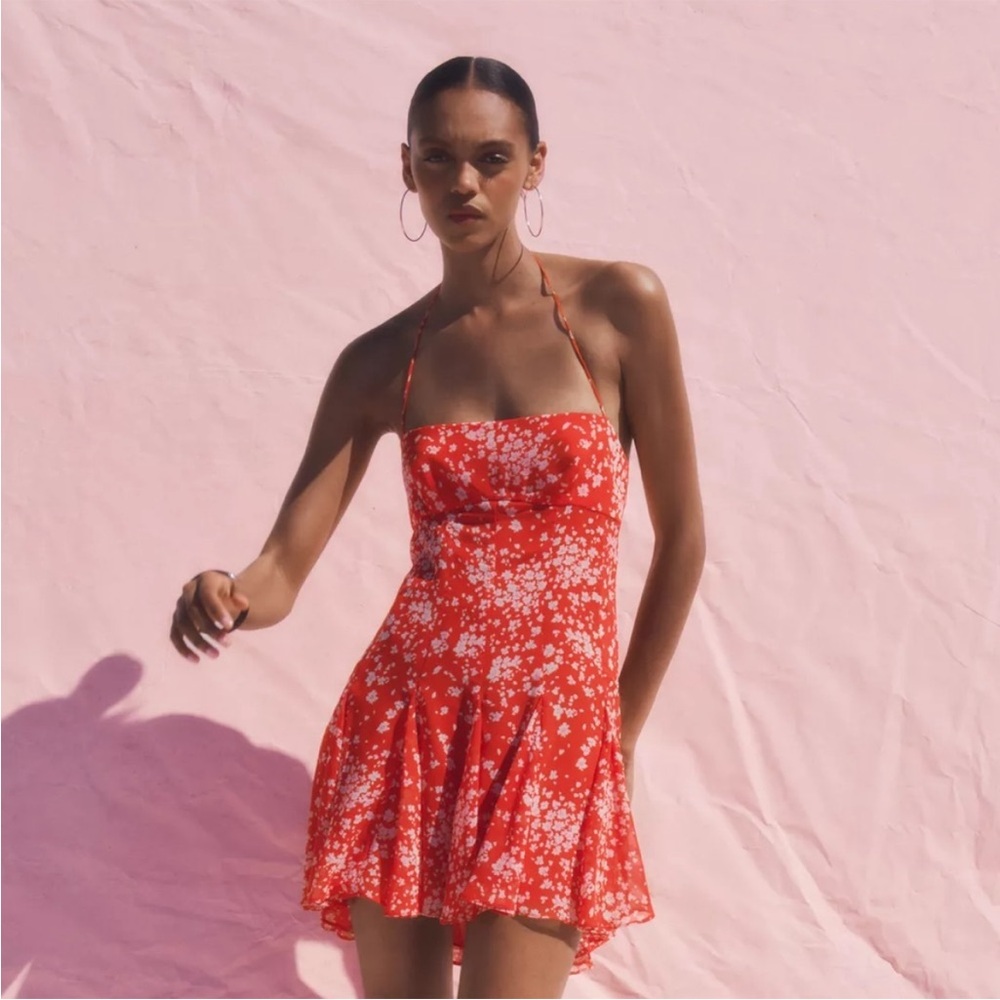NWOT Zara Floral Godet Print Mini Dress